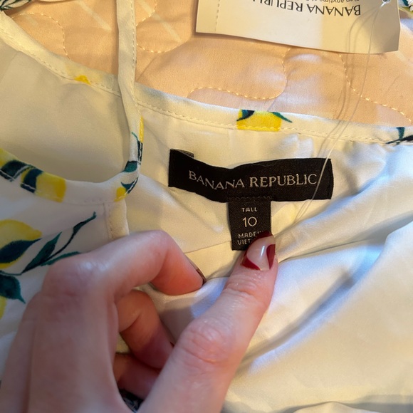 Banana Republic NWT White Lemon Print Midi Dress Size 10 Tall - Picture 8 of 11